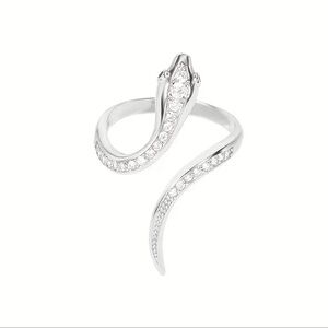 Snake Ring Silver and Rhinestone Adjustable Animal Ring New